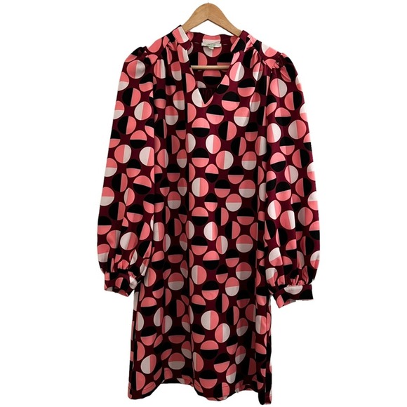 Jade Melody by Tam Dress with Circle Pattern, V neck, balloon sleeves, lined S - Picture 1 of 10